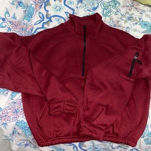 PLT Burgundy Oversized Zip Front Sweater